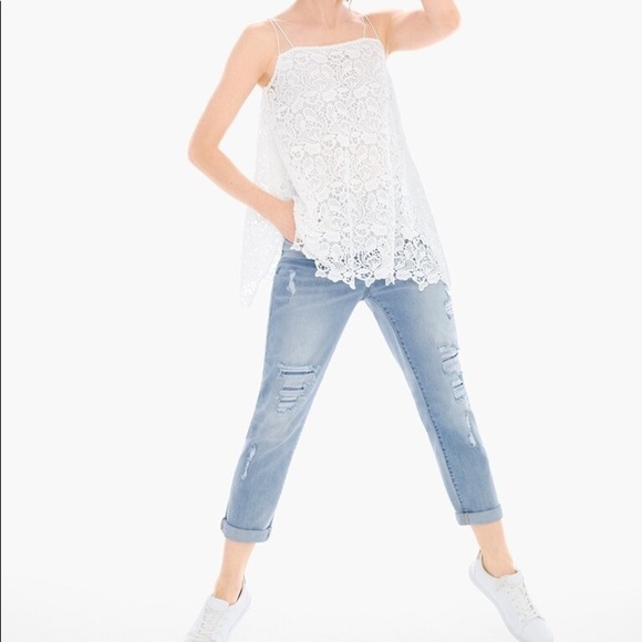 Chico’s Black Label White Lace Spaghetti Strap Top - Picture 1 of 10